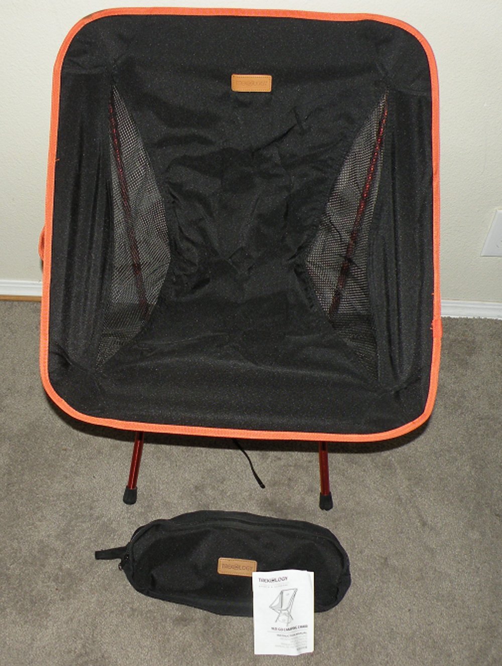 Trekology Yizi Go Camping Chair Orange Black Carrying Case Compact Instructions